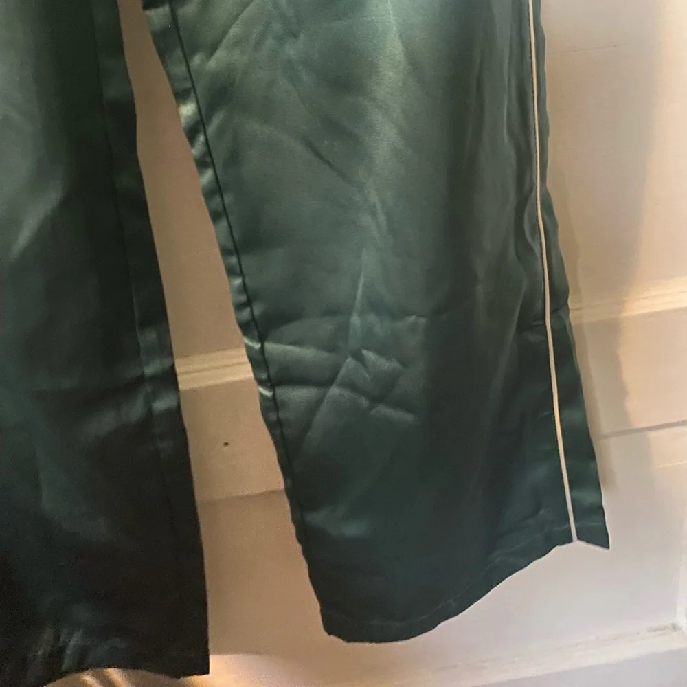 NWT! Abercrombie & Fitch Pajama Pant Satin Bottoms Green Medium - Picture 13 of 16